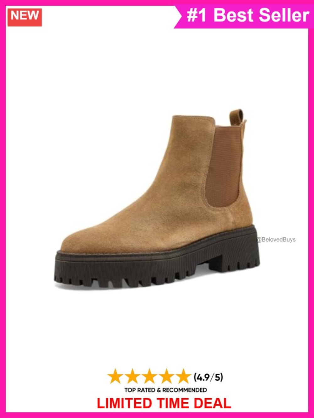 Faux Leather Chelsea Ankle Bootie Low Block Heel
